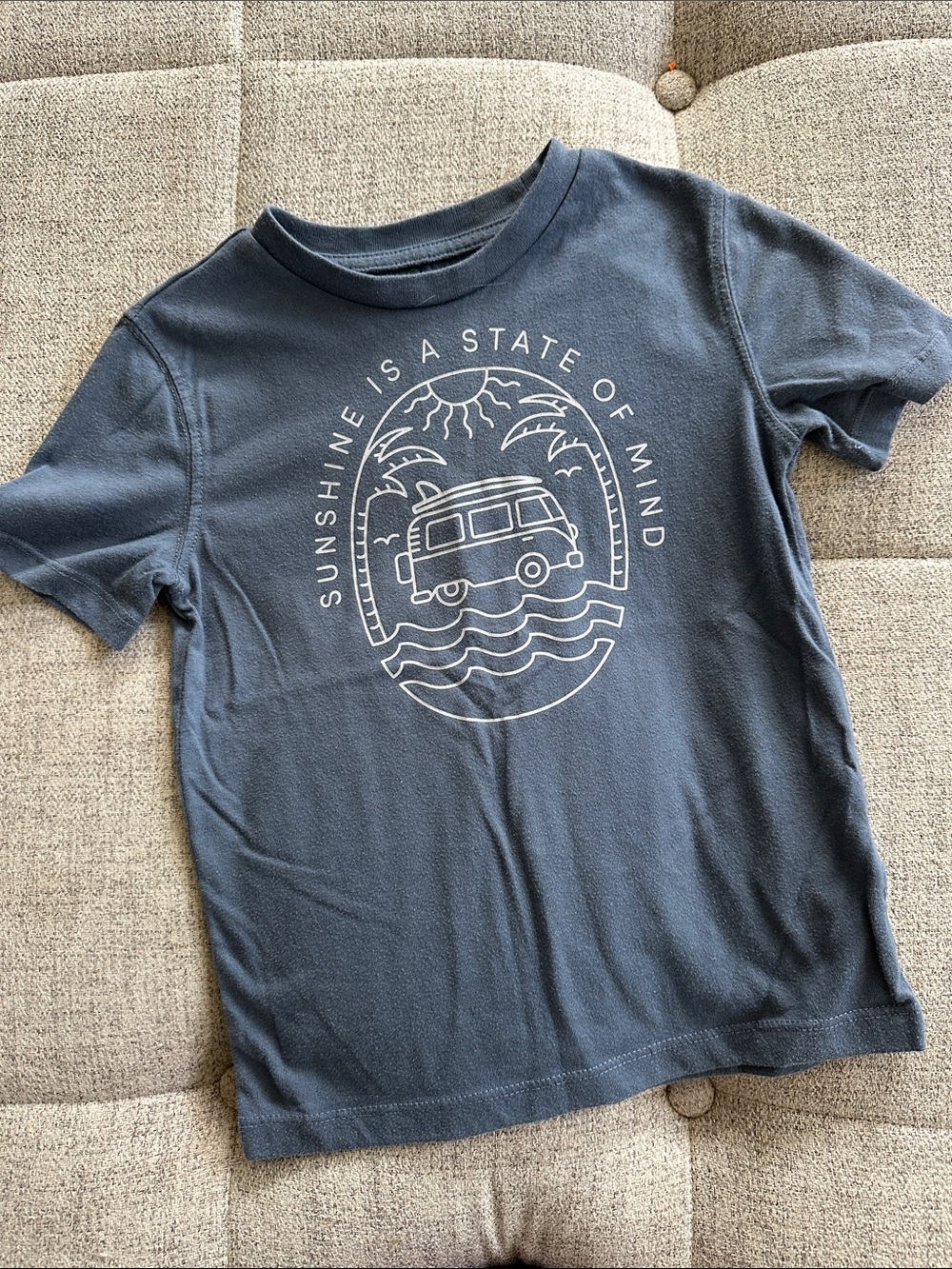 Navy Kids Short Sleeve Graphic Tee - 'Sunshine Is A State Of Mind'